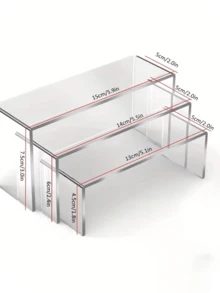 Acrylic Display Riser Stand Set, Clear Layered Display Shelf, Multifunctional Desktop Organizer, Non‑Slip Collectibles Showcase For Cosmetics, Figurines, Tabletop Home Decor - Multicolor - View 7