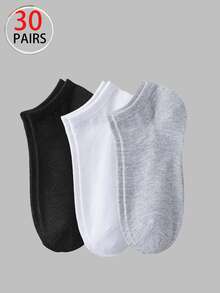 30/20/15/10/5 Pairs Unisex Ankle Socks: Black, White, Grey Colors, Lace Bows, Heart Patterns, Striped Style, Soft Comfortable Casual Multi-Functional Student Ankle Socks, Suitable For Daily Use, Randomly Mixed Colors - Multicolor - View 19