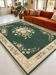 Dark Gray Minimalist Tie-Dye Living Room Rug, Large Size Soft. Suitable For Kitchen, Dining Room, Bedroom, Indoor/Outdoor, Office, Hall, Non-Slip Door Mat, Hallway, Study, Faux Cashmere Holiday Decor Rug. - Dark Green - View 2