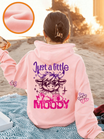 Tween Girl Fun Graphic Print Pullover Sweatshirt, Warm & Comfortable Thermal Lined Pullover Sweatshirt For Autumn/Winter