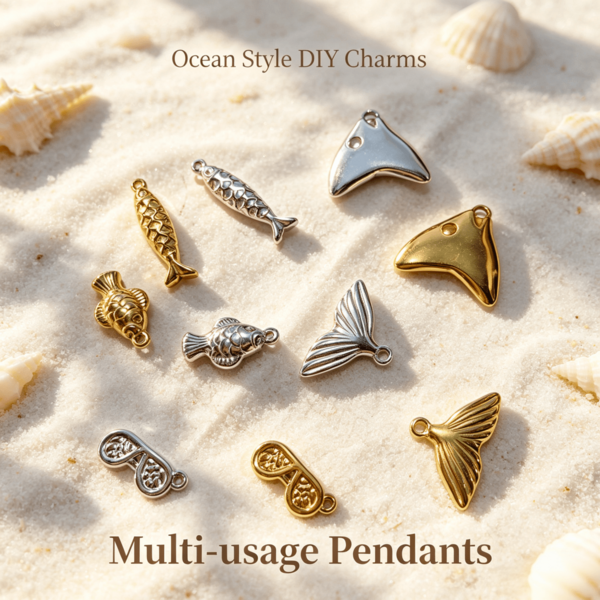 2pcs Ocean Theme Pendant Set Includes Fish Head, Fish Tail, Glasses, Small Fish And Multiple Styles, Made Of 304 Stainless Steel, Durable And Wear-Resistant, Suitable For Daily Wear, Resistant To Oxidation And Fading, Ideal For Handmade DIY Enthusiasts, Can Be Paired With Chains And Cords To Create Bracelets, Necklaces And Accessories, Available In Gold And Silver Colors, Suitable For Vintage, Casual And Other Styles, Can Be Freely Matched And Combined To Create Personalized Jewelry