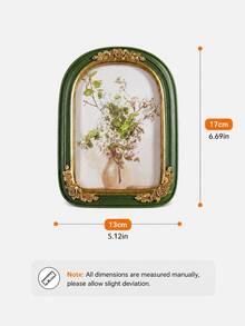 Bingkai Foto Berbentuk Lengkung Vintage Hijau, Bingkai Foto Vintage Ukuran 5x7 dan 8x10 Inci, Pola Bunga Emas yang Indah, Resin Bertekstur Buatan Tangan, Bingkai Foto Gaya Antik, Cocok untuk Dekorasi Dinding, Juga Sebagai Hadiah Pengantin atau Hadiah Liburan. - MultiWarna - View 4