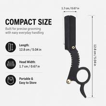 Ring-Style Straight Razor Set With 40pcs Replacement Stainless Steel Blades, Non-Slip Handle Hair Clipper And Shaving Razor, Suitable For Beard Trimming, Eyebrow Shaping, Hairline And Body Hair Precision Grooming, Salon And Home Use - Multi-color - View 7