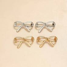 4pcs Metal Bow Collar Buttons - No-Sew Clothing Clips, Secure Fastening Suitable For Shirts, Blouses, Dresses, Cushions - Decorative Bow-Shaped Buttons - Multiple Styles - View 2