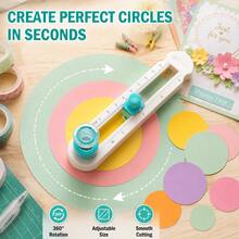 1pc 360 Degree Rotating Compass Cutter - Precision Circle Cutting Tool - DIY Plastic Circle Cutter With Rotating Handle, White And Blue Color, Can Precisely Cut Circles, Perfect For Handicrafts And Office Use, Office Supplies - White - View 12
