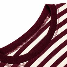 Plus Size Women's Red And White Striped Knit Fabric Regular Sleeve Crew Neck Long Sleeve Top Casual Spring - Red - View 5