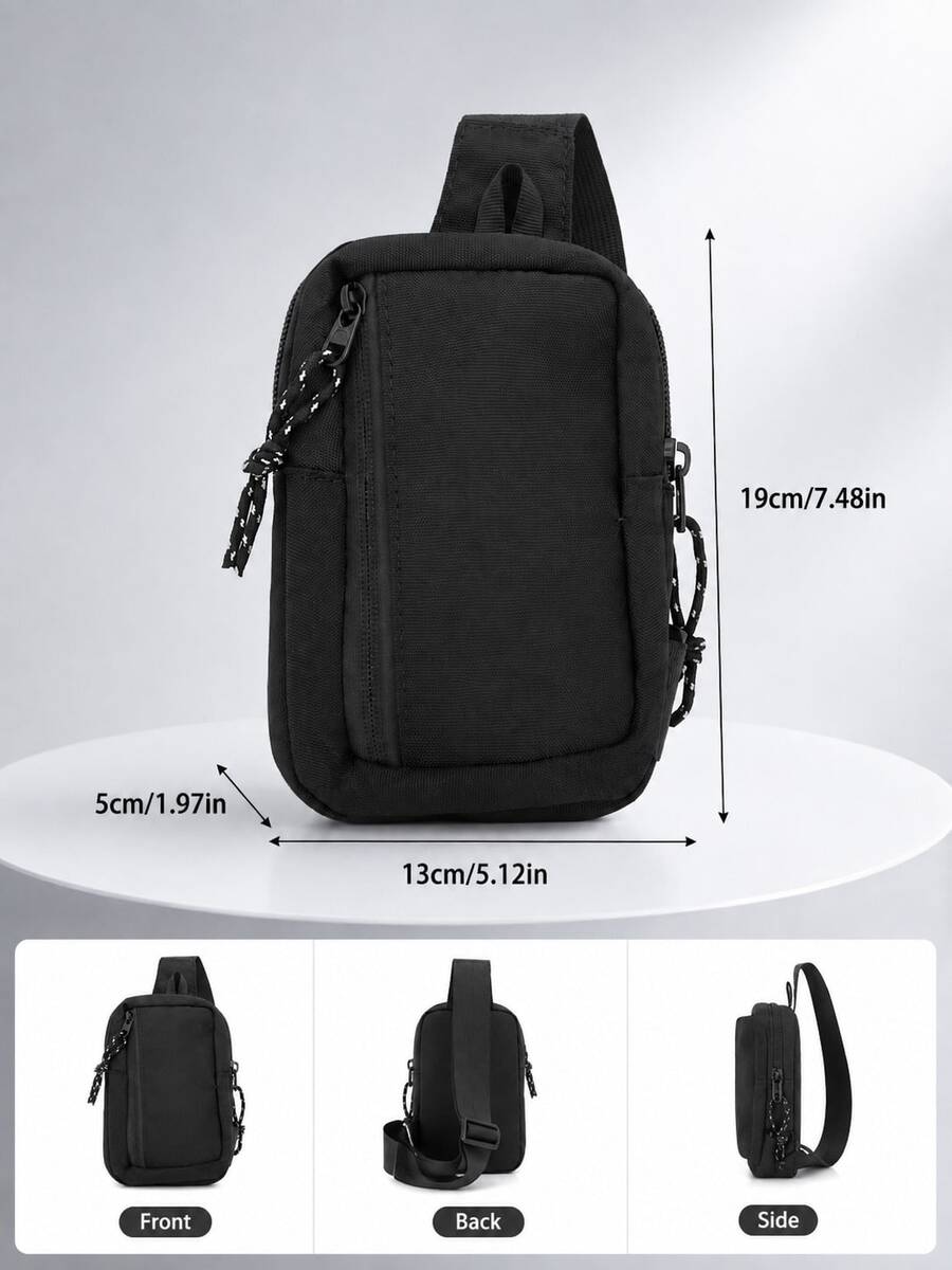 Men's Chest Bag, Lightweight Crossbody Design With Adjustable Wide Strap And Zipper Pocket; Minimalist Style, Suitable For Travel, Work, Fitness And Weekend Outings