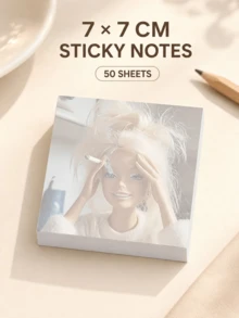 1pc Funny And Cute Face Doll Memo Pad, Fashionable Square Sticky Notes, Humorous Office Desk Decor, Workplace Message Book, Aesthetic Stationery Gift For Colleagues, Back To School - Multicolor - View 4