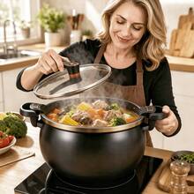 Large-Capacity Braiser Soup Pot With Twist-Lock Handle, Non-Stick, Fast Even Heating, Easy Assembly, Gas, Induction & Fire Pit Compatible, For Home, Restaurant & Hotel - View 13