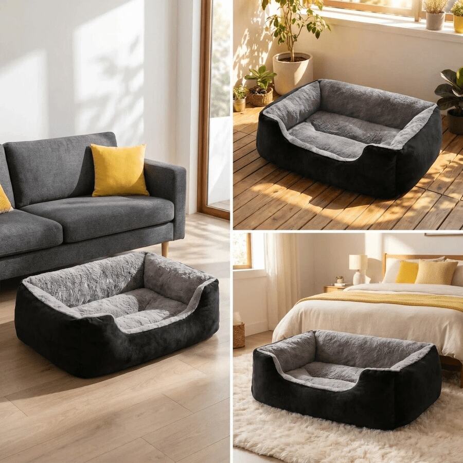 Thickened Plush Pet Bed Sofa - Non-Slip Rectangular Design, Multiple Sizes And Colors, Warm In Winter, Suitable For All Seasons, Soft Filling, Suitable For Small And Medium-Sized Dogs And Cats Sleep, Thickened Warm Square Pet Bed, Soft Plush Cat Bed Dog Bed, Small And Medium-Sized Dogs And Cats Home Sleep Mat, Soft Fluffy Plush Pet Bed, Warm And Comfortable Square Washable Pet Bed, Indoor Pet Sofa Bed, Suitable For Autumn And Winter