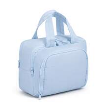 Large Capacity Women's Travel Makeup Bag, Portable Multi-Compartment Cosmetic Storage Bag With Handle, Brush Slots, Mesh Pockets And Wide Zipper Opening, Suitable For Vacation, Bathroom, Home Toiletries And Skincare Storage - Multicolor - View 12