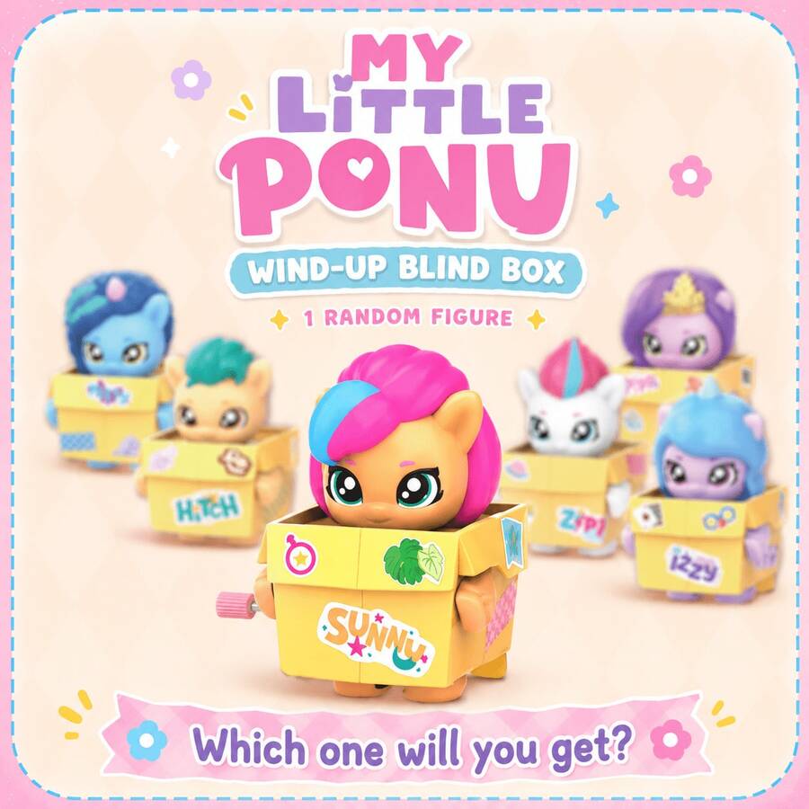 MINISO My Little Pony Blind Box Toy, Wind-Up Walking Collectible Figure, Random 1 Design, For Desk Shelf Room Decor, Birthday Christmas Gift - Random Style - 1 Blind Box - View 1