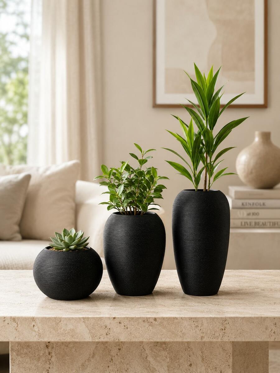 北歐現代極簡創意陶瓷花瓶裝飾工藝品,居家客廳電視櫃裝飾花藝插花 - 1PC - 查看 1