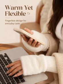 Women's Fingerless Gloves, Faux Fur Cuff, Soft Warm Knitted Sleeve, Touchscreen Friendly, Suitable For Typing, Autumn New Arrival, Essential Accessory For Classroom Or Shopping - Multicolor - View 3