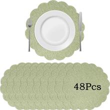Brown Lace Placemats, Machine Washable, Non-Slip, Flat Table Mat With Coaster, Wedding Home Decor, Table Ornament, Spring Outdoor Holiday Party Gift, Washable Heat-Insulating Mat, Vase Mat, Christmas New Year - Grass Green - View 20