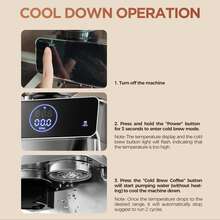 CAFELFFE 義式咖啡機、研磨一體咖啡機 20BAR、冷熱沖泡、奶泡器、內建研磨機、蒸氣功能、觸控螢幕、自清潔功能 不銹鋼機身、44級研磨精度、1.8升水箱、110g豆倉 家庭、辦公室、咖啡愛好者 - 歐規F型插(220-240V) - 查看 9