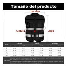 Reflective Safety Vest With Zipper And Pockets, Unisex, High-Visibility, Suitable For Construction Sites, Drivers, And Warehouse Work; Available In 3 Colors. - Black - View 3