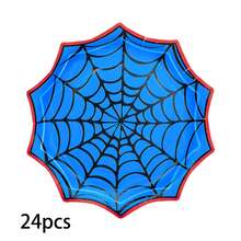12/24/48pcs Spider Web Paper Plates, Blue & Red Spider Web Shaped Disposable Plates, Spider Theme Party Supplies, Halloween Party Tableware, Suitable For Birthday Celebration, Costume Party, Horror Gathering, Cake Dessert Snack Serving Table Decoration - Spider Web - View 13