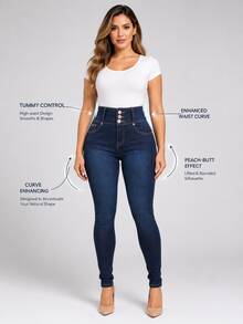 Women's Colombian Skinny Jeans - Dark Wash - View 5