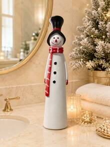 Santa Claus & Snowman Figurine, Resin Holiday Decor Set, Suitable For Fireplace, Mantel, Bookshelf, Living Room, Office Desktop Decoration, Winter Housewarming Gift Idea, Room Decor, Home Decor, Best Friend Gift, Christmas Decoration - Multicolor - View 3
