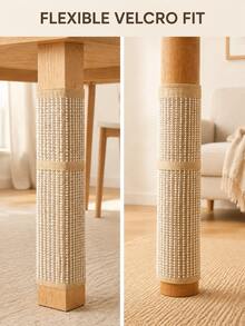 Sisal Cat Scratching Pad, Adjustable Cat Scratching Pad With 3 Hook And Loop Straps, Table Leg Cat Scratching Board And Furniture Anti-Scratch Protection Pad, For Indoor Cats, 1pc - M - View 3