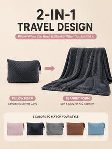 Portable 2-In-1 Travel Pillow & Blanket, Essential For Flights, Business Trips And Weekend Getaways, Also Suitable For Daily Use - Multicolor - View 3