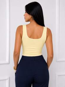 Women's Basic Tank Top With Suplex Neckline - Amarillo - Ver 2