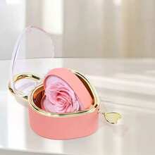 Rotating Heart Lock Jewelry Box With Soap Rose, Rotating Heart Ring Gift Box, Valentine's Day Birthday Gift For Her/Girlfriend/Wife, Commemorative Storage Box (Jewelry Not Included) - Multicolor - View 5