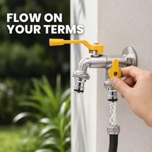 Two‑Way Outdoor Water Spigot, Dual‑Outlet Garden Faucet Tap, Independent Control Water Valve, Multi‑Purpose Water Splitter For Backyard Balcony Hose Connection - Multicolor - View 6