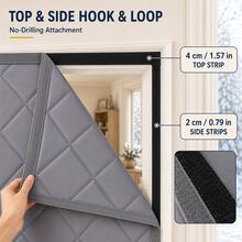 Pure Gray Side-Opening Winter Thermal Door Curtain With Visible Window, Built-In Strong Magnetic Blocks For Seamless Silent Closure, No-Drill Hook And Loop Installation, Hidden Bottom Weight, Suitable For Various Home Door Scenarios, Multiple Sizes Available - Solid Gray Side-open [Warm] - View 9