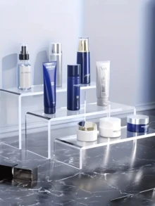 Acrylic Display Riser Stand Set, Clear Layered Display Shelf, Multifunctional Desktop Organizer, Non‑Slip Collectibles Showcase For Cosmetics, Figurines, Tabletop Home Decor - Multicolor - View 4