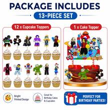 Roblox Set Bendera Dekorasi Cupcake Warna-warni 13 Buah, 12 Bendera + 1 Hiasan Kue, Desain Cetak Cerah, Berbagai Bentuk, Ringan dan Dapat Digunakan Kembali, Cocok untuk Pesta Ulang Tahun, Acara Pernikahan, Paskah, Halloween, dan Piknik Musim Panas - A - View 5