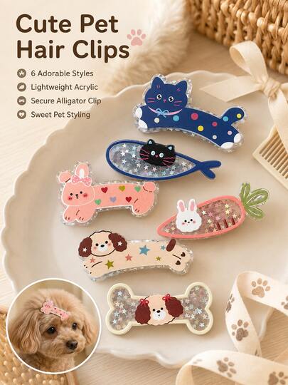 1pc Glitter Transparent Cartoon Animal Hair Clip, Acrylic Crocodile Hair Clip, Cute Pet Design Hair Accessory, Sweet Aesthetic Daily Hair Accessory, Suitable For Women
