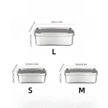 New 304 Stainless Steel Bamboo Lid Bento Lunch Box, Japanese Style Rectangular Outdoor Food Container, Airtight Wood Cover, Camping Cooking, Vintage Retro Picnic Lunch Box - Silver - View 12