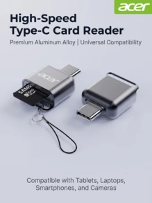 Acer قارئ بطاقات سريع Type-C مخصص لبطاقات TF، سرعة نقل 20MB/s، معدن زنك، صغير ومحمول، متوافق مع الهواتف والأجهزة اللوحية والطائرات بدون طيار - مشاهدة 6