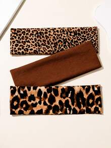 3pcs/1pc Leopard Print Women's Headband, Non-Slip Wide Elastic Soft Yoga Sweat-Absorbing Hairband, Fashionable Daily Wear Hair Accessory - Multicolor - View 1