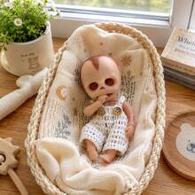 6 Inch Mini Full Solid Silicone Reborn Doll Soft & Elastic Touch Cute Skull‑Shaped Realistic Art Doll Handmade Collectible Figure Birthday Gift For Home Decor & Ornament - Apricot - View 4
