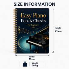 Beginner Easy Piano Songbook Spiral Notebook, Popular And Classical Piano Music Tutorial For Beginners, Introductory Practice Sheet Music Reference Manual, Includes Popular And Classical Pieces, Suitable For Piano Beginners To Practice And Play, Luxurious Black And Gold Piano Art Cover, Metal Spiral Binding For Flat Lay And Easy Flipping, Convenient For Practice And Reference, Music Lovers Learning Tool Book, Piano Beginner Reading Material, Creative Gift Notebook For Music Lovers - Style 1 - View 2