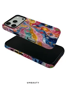 UMBAUTY 1pc Fashionable Phone Case, Colorful Fluid Star Pattern Design, Compatible With Phone 17 Pro Max, 16 Pro Max, 15 Pro Max, 14 Pro Max, 11/12/13/14/15/16/18 Pro/Pro Max/Plus. This High-End, Fashionable And Fun Phone Case Is Suitable For Men And Women, Making It An Ideal Gift For Your Girlfriend On Easter, Spring, Halloween, Wedding Season And Birthday - Multicolor - View 4