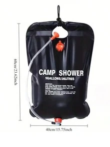 20L Extra Large Capacity Outdoor Shower Bag, Made Of Portable PVC Material, With Red Hose And Foldable Outdoor Shower Device, Suitable For Hiking, Travel And Outdoor Activities, Outdoor Shower Bag - Black - View 8