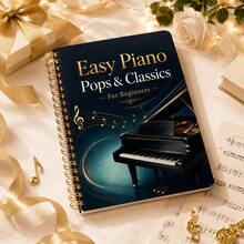 Beginner Easy Piano Songbook Spiral Notebook, Popular And Classical Piano Music Tutorial For Beginners, Introductory Practice Sheet Music Reference Manual, Includes Popular And Classical Pieces, Suitable For Piano Beginners To Practice And Play, Luxurious Black And Gold Piano Art Cover, Metal Spiral Binding For Flat Lay And Easy Flipping, Convenient For Practice And Reference, Music Lovers Learning Tool Book, Piano Beginner Reading Material, Creative Gift Notebook For Music Lovers - Style 1 - View 4
