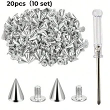 cgelaero 100/200pcs Pointed Double-Head Rivets And Round-Head Rivets, Multiple Sizes, Punk Style Rivets For DIY Shoes, Bags, Clothing Accessories - Multicolor - View 6