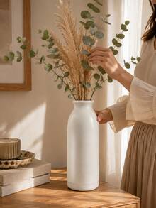 1pc White Vase, Minimalist Decorative Vase, Suitable For Tulips, Roses, Reed Grass, Dried Flowers And Green Plants, Elegant Home Decor, Suitable For Tabletop, Bookshelf, Mantel, Entryway, Bedroom, Perfect As Housewarming Gift - Selected Items - View 9