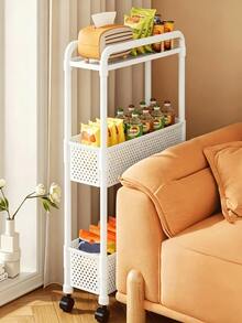 Narrow Gap Rolling Storage Cart, Hollow Plastic Mobile Organizer Trolley With Casters, Multi-Purpose Space-Saving Storage Rack For Kitchen, Bathroom, Bedroom - Multicolor - View 8