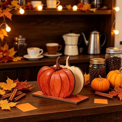 Autumn Pumpkin Wooden Napkin Holder, Halloween Tabletop Decor, Harvest Kitchen Counter Napkin Organizer, Thanksgiving Table Centerpiece, Farmhouse Autumn Home Desktop Decoration, Halloween Party Table Decor