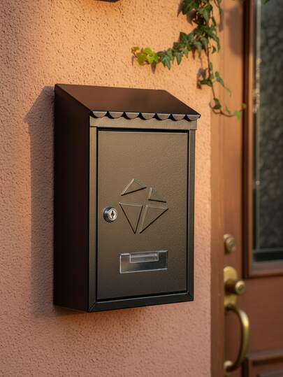 EASY SPEED Outdoor Mailbox With Rainproof Cover, Metal Letterbox For Wall Mounting, Dimensions 300x217x70 Mm, Individual Mailbox With Key Lock For Letters And Envelopes, Black, White, Gray