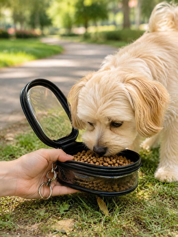 2/1pc Portable Transparent Storage Bag, Clear Dog Food Storage Box, Suitable For Dog Walking, Training Rewards, Travel Camping And Outdoor Feeding, With Hook Mini Zipper Organizer Bag