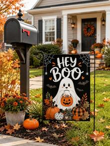 1 buah Bendera Taman Halloween, Bendera Halaman dengan Motif Hantu, , Tengkorak & Monster, Dekorasi Teras, Halaman, dan Taman Halloween Musim Gugur - A - View 15