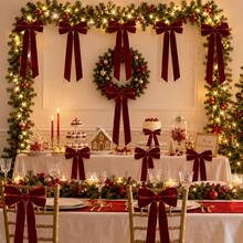 1Pc/3Pcs/6Pcs/12Pcs Burgundy Velvet Bows Christmas Tree Ornaments, 5 X 10 Inch, For Christmas Tree, Home, Room, Birthday Party, Front Door, Wedding And Other Holiday Decorations, Christmas Wreath Bows - multicolor - View 3