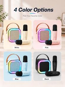AXNEN Mini Portable Karaoke Machine, Bluetooth 5.3 Wireless Speaker With 2 Wireless Microphones, Colorful RGB Lights, Voice Effects And Vocal Removal, Supports TF Card/AUX/USB Playback, 5W Speaker For Home Karaoke, Parties And Gifts - View 10